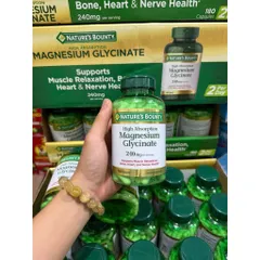 [HÀNG MỸ] Viên Nang Magie Glycinate Hấp Thụ Tối Ưu Nature's Bounty 240mg (180 Viên)