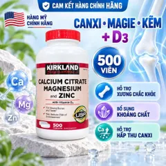 Canxi Zinc Kirkland 500 viên uống bổ xung Calcium Citrate Magnesium and kẽm