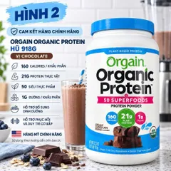 [CHÍNH HÃNG NỘI ĐỊA MỸ] Bột Đạm Hữu Cơ Orgain 50 Siêu Thực Phẩm Bổ Sung 21g Protein Thực Vật (Hũ 510g - 918g - 1.22kg)