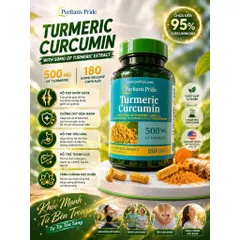 🔥 Puritan’s Pride Turmeric Curcumin 500mg (180 Viên) - Hàng Mỹ 🔥