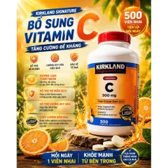 Viên Uống Bổ Sung Vitamin C 500mg & 1000mg Kirkland Signature 500 viên của Mỹ. CHÍNH HÃNG