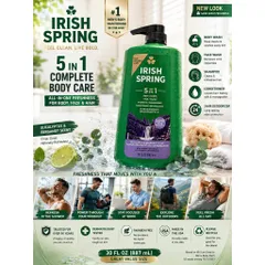 [CHAI ĐẠI SIÊU TIẾT KIỆM] Sữa Tắm Gội Nam Đa Năng Irish Spring 5in1 887ml