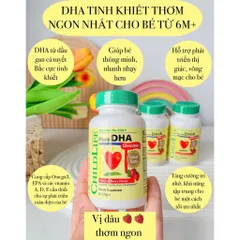 Viên DHA CHILDLIFE vị dâu siêu ngon, không tanh cho bé từ 6tháng của mỹ