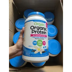 Bột đạm thực vật hữu cơ hương VANI 1200g, 1.24kg Orgain Organic Protein Plant Based Protein Powder[Hàng Mỹ]