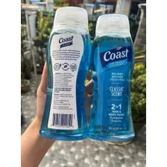 [MẪU MỚI 2002] Sữa Tắm Gội COAST 2in1 HAIR & BODY WASH DUAL ACTION FORMULA 532ml