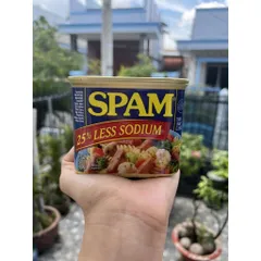 Thịt hộp Spam 25% Less Sodium 340g Mỹ Ít Muối Ít Mặn Xông Khói (Date 2026)