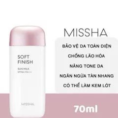 Kem Chống Nắng (HSD 6/2028 ) Missha Soft Finish Sun Milk SPF50 70ML( giá 128k siêu sốc 2 chai 0 hộp vỏ xấu)