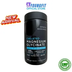 Viên Uống Bổ Sung Magie Hữu Cơ Sports Research Chelated Magnesium Glycinate Cải Thiện Giắc Ngủ Trí Nhớ - YoungFit