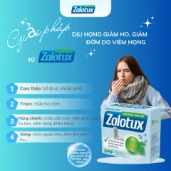 Viên ngậm thảo mộc Zalotux - Kẹo Ngậm Hỗ Trợ Giảm Ho, Ngứa Rát Họng, Giảm Đờm - Hộp 20 viên