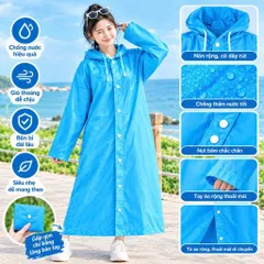 Áo Mưa Liền Thân Du Lịch Chống Thấm Gọn Nhẹ Dễ Mang Theo