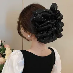 Kẹp Tóc Nơ Voan Tiểu Thư Phong Cách Hàn Quốc Size 13cm Kẹp Tóc Nơ Voan Chấm Bi Cặp Tóc Nơ Size Lớn Búi Sau Đầu Tiều Thư