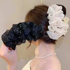 Kẹp Tóc Nơ Voan Tiểu Thư Phong Cách Hàn Quốc Size 13cm Kẹp Tóc Nơ Voan Chấm Bi Cặp Tóc Nơ Size Lớn Búi Sau Đầu Tiều Thư