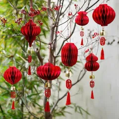 Đèn Lồng Giấy Đỏ Nhung Cao Cấp Đa Dạng Mẫu Mã Trang Trí Nhà , Tiệc Tùng , Giáng Sinh , Tết