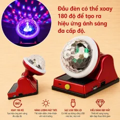 Đèn Led Ma Thuật Năng Lượng Mặt Trời, Đèn Sạc Đa Năng, Nháy Theo Nhạc Chiếu Sáng Đủ Các Mầu