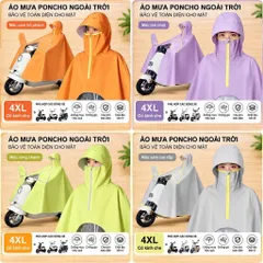 Áo Mưa Đi Xe Máy Bộ quần áo mưa Xe Máy Cánh Dơi Choàng Vải Cao Cấp 4 Màu Chống Rách Trùm Kín Chống Nước Có Lỗ Xỏ Gương