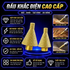 Mũi Khoan Kim Cương Hình Nón, Đá lỗ Mở lỗ Kim Cương Hình nón Phay Cỡ 38mm Và 50mm