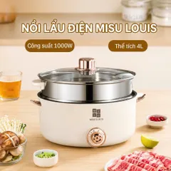 Nồi Lẩu Điện Đa Năng 2 Tầng Màu Trắng Kem Tặng Kèm Giá Hấp Inox Dung Tích Lớn