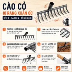 Cào Cỏ 10 Răng Xoắn Ốc Sắc Bén Dày Dặn Tiện Lợi Sử Dụng Dễ Dàng