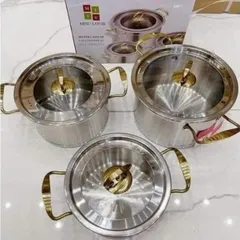 Bộ Nồi Inox 304 Đáy Nguyên 3 Lớp Truyền Nhiệt Nhanh Phù Hợp Mọi Loại Bếp