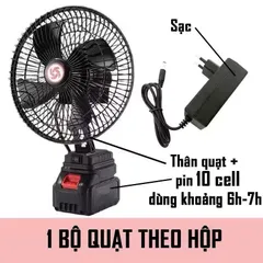 Quạt Tích Diện Pin 10 Cell, Quạt Sắt , Cánh Sắt ,Chạy Liên Tục & Tiếng. Quạt Tích Điện Pin Trâu Để Bàn