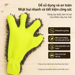 Bao Tay Rửa Xe, Găng Tay Rửa Xe San Hô Xỏ 5 Ngón Mềm Mịn Thấm Hút Tốt Cọ Rửa Sạch Sẽ