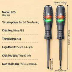 Bút Thử Điện Thông Minh Tua Vít Từ Tính Thế Hệ Mới , Kiểm Tra Pha, Đo Thông Mạch