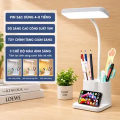 Đèn Học Để Bàn Có Nút Cảm Ứng Kèm 3 Chế Độ Ánh Sáng Phù Hợp Bảo Vệ Mắt, Nhựa ABS An Toàn Có Hốc Để Bút Tiện Dụng