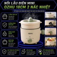Nồi Lẩu Điện 18cm 2 Nấc Nhiệt Kèm Giá Hấp Có Tay Cầm Tiện Dụng, Nồi Lẩu Hấp Mini Đa Năng 2 Tầng Cao Cấp