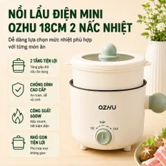 Nồi Lẩu Điện 18cm 2 Nấc Nhiệt Kèm Giá Hấp Có Tay Cầm Tiện Dụng, Nồi Lẩu Hấp Mini Đa Năng 2 Tầng Cao Cấp
