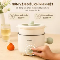 Nồi Lẩu Điện 18cm 2 Nấc Nhiệt Kèm Giá Hấp Có Tay Cầm Tiện Dụng, Nồi Lẩu Hấp Mini Đa Năng 2 Tầng Cao Cấp
