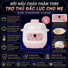 Nồi nấu cháo cho bé 1.0L nấu chậm ninh xương chưng yến hầm cách thủy bảo hành 12 tháng (Tặng Khay Hấp)