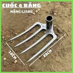 Cuốc 4 Răng, Thép Nguyên Khối Dày 8 Li Siêu Cứng Cuốc Đất Làm Vườn Tiện Lợi 832745