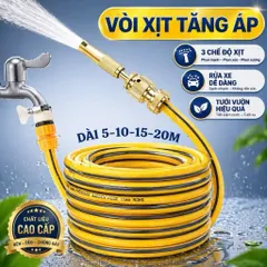 Vòi Xịt Tăng Áp 3 Chế Độ Xịt Áp Lực Nước Mạnh Dành Cho Tưới Cây Rửa Xe Làm Vườn, Loại Dây 5M-10M-15M-20M