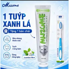 [MUA 1 TUÝP TẶNG 1 BÀN CHẢI] Kem Đánh Răng Muzome 120g Thương Hiệu Nhật Bản - Hỗ Trợ Giảm Ố Vàng, Khử Mùi Hôi Miệng 832794