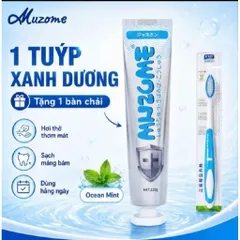 [MUA 1 TUÝP TẶNG 1 BÀN CHẢI] Kem Đánh Răng Muzome 120g Thương Hiệu Nhật Bản - Hỗ Trợ Giảm Ố Vàng, Khử Mùi Hôi Miệng 832794