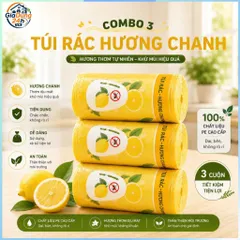 Combo 3 Cuộn 150 Túi Rác Loại 1 Hương Ngải, Oải, Chanh Khử Mùi Đuổi Côn Trùng Có Dây Rút 45x50cm