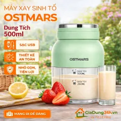 Máy Xay Sinh Tố Ostmars Cầm Tay Tích Điện, Máy Xay Mini Cầm Tay Dung Tích 500ml Đa Năng