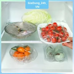 Túi màng bọc thực phẩm JYoohome chất liệu PE co dãn có chun siêu dai, Túi gấu bọc đồ ăn - Mũ chùm đầu dùng 1 lần tiện lợ