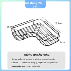Kệ Đa Năng Nhà Tắm Thép Chống Gỉ - Kệ Dán Tường Tam Giác Nhà Bếp Phòng Tắm Chịu Tải 5KG