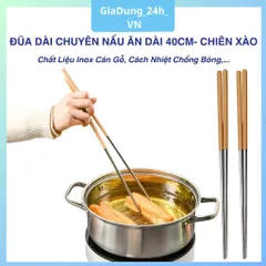 Đũa Chuyên Nấu ăn Chiên Xào - Đầu Đũa Chất Liệu Inox Cán Gỗ, Đũa Nấu Ăn Dài 40cm Cách Nhiệt Chống Bỏng Tiện Lợi