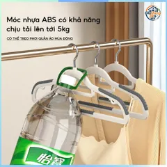 COMBO 10 Móc Treo Quần Áo Chống Trượt Xoay 360, Móc Áo Nhựa Dẻo ABS Chịu Lực Phơi Đồ Chịu Được Nặng
