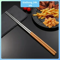 Đũa Chuyên Nấu ăn Chiên Xào - Đầu Đũa Chất Liệu Inox Cán Gỗ, Đũa Nấu Ăn Dài 40cm Cách Nhiệt Chống Bỏng Tiện Lợi
