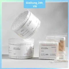 (Combo 3 ) Hộp 500 Tăm Bông Thân Gỗ Ngoáy Tai Người Lớn 2 Đầu Vệ Sinh Tai Đa Năng An Toàn Tiện Lợi- GiaDung24hvn