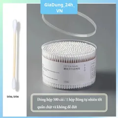 (Combo 3 ) Hộp 500 Tăm Bông Thân Gỗ Ngoáy Tai Người Lớn 2 Đầu Vệ Sinh Tai Đa Năng An Toàn Tiện Lợi- GiaDung24hvn