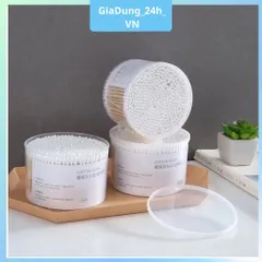 (Combo 3 ) Hộp 500 Tăm Bông Thân Gỗ Ngoáy Tai Người Lớn 2 Đầu Vệ Sinh Tai Đa Năng An Toàn Tiện Lợi- GiaDung24hvn