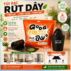 Túi đựng rác Good Bye có quai rút tiện lợi kích thước 50x55cm túi đựng rác tự phân hủy siêu dai 40túi/cuộn/bịch ( Màu đe