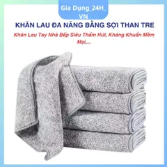 ComBo 50 Khăn Lau Đa Năng Bằng Sợi Than Tre, Khăn Lau Tay Nhà Bếp Siêu Thấm Hút, Kháng Khuẩn Mềm Mại