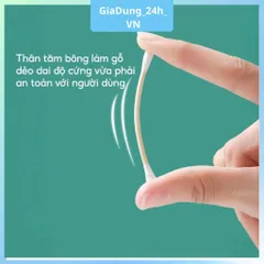 (Combo 3 ) Hộp 500 Tăm Bông Thân Gỗ Ngoáy Tai Người Lớn 2 Đầu Vệ Sinh Tai Đa Năng An Toàn Tiện Lợi- GiaDung24hvn