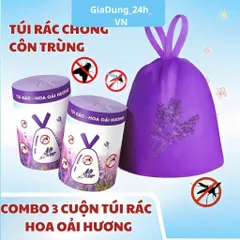 Combo 3 Cuộn 150 Túi Rác Loại 1 Oải Hương Khử Mùi Đuổi Côn Trùng Có Dây Rút 45x50cm