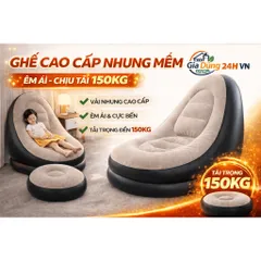 Ghế Hơi Tựa Lưng Bọc Nhung BETEX Cao Cấp - Mềm Mịn Êm Ái, Có Đệm Hơi Lót Chân Cao Cấp Chịu Trọng Tải Lên Tới 150kg